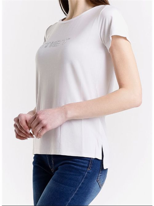 T-shirt girocollo logo strass Met Met | M12 MIRIA TSBIANCO